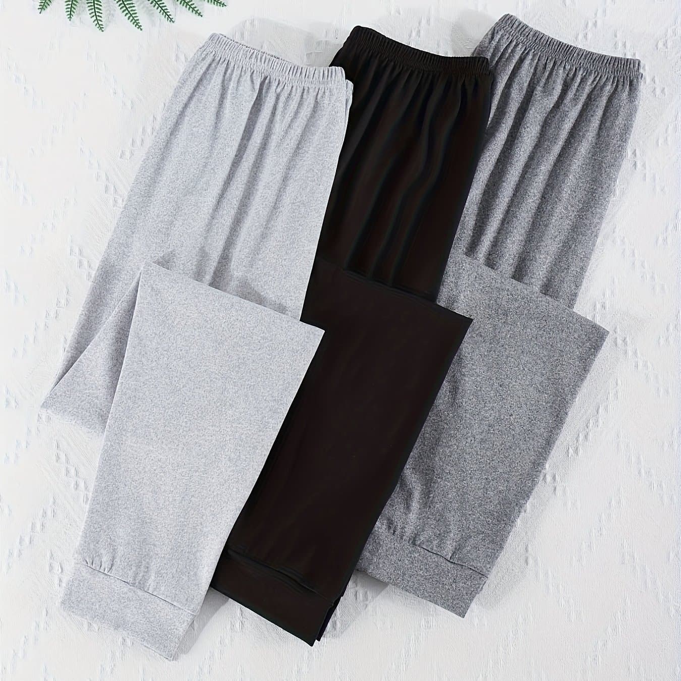 TEMU 3pcs Women' Pants - Solid -length Nightgowns With, Pajama Trousers, Machine Washable & Multi-use For & Lounge Wear - Comfortable For S (3pcs Bundle)