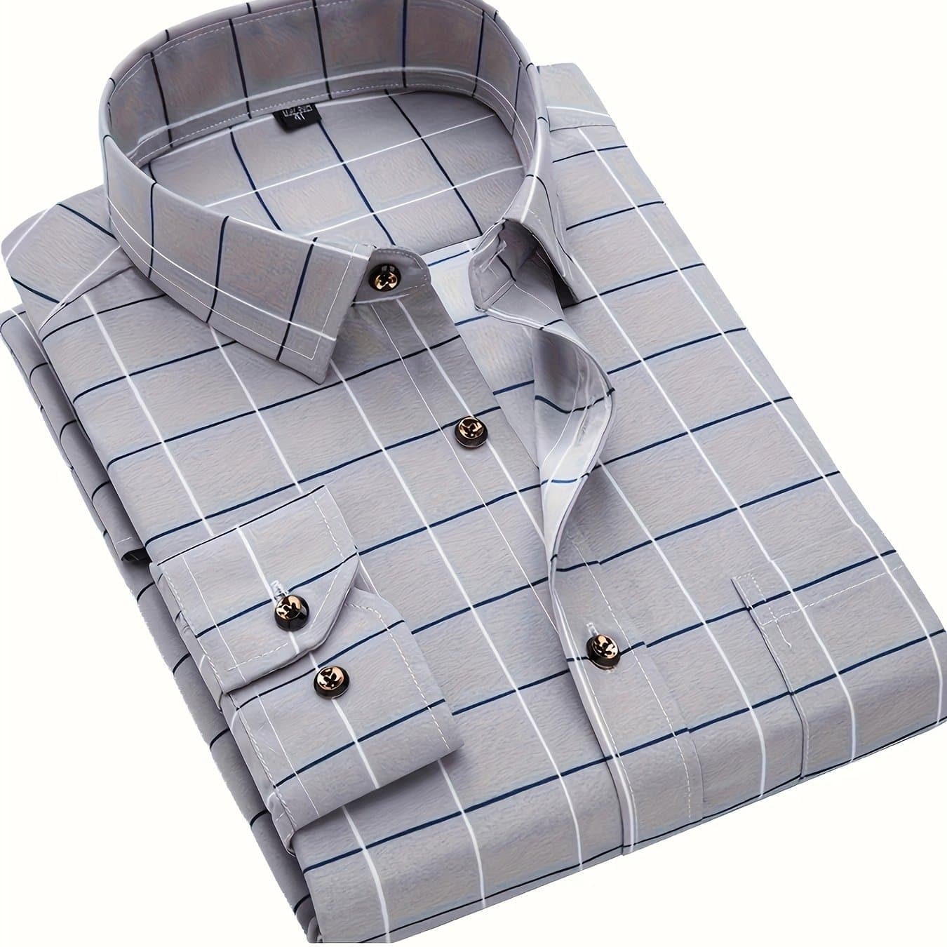 TEMU Print Men's Long Sleeve Shirt, Hot Dress Shirt, Fashionable And Casual