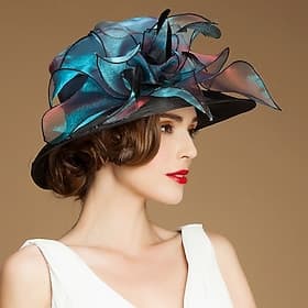 Flax / Silk / Organza Kentucky Hat / Hats / Headwear with Floral 1pc Special Occasion / Casual / Tea Party Headpiece dress to impress Race Day Dress