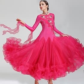 Balli da sala Abito Cristalli / Strass Per donna Prestazioni Manica lunga Elastene Poliestere