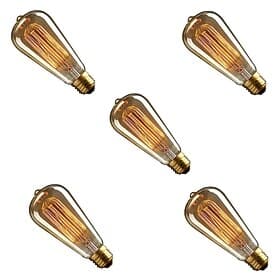 5pcs 40 W E26 / E27 ST58 Warm Yellow 2200-3000 k Dimmable Incandescent Vintage Edison Light Bulb 220-240 V