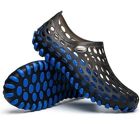 Men's Women's Black and Blue Barefoot Perforated Slip-On Water Shoes with Rubber Sole for Comfortable Beach and Water Activities