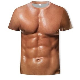 Men's Muscle Graphic T Shirt Tee Funny T Shirts Short Sleeve T shirt 3D Print Crew Neck Round Neck Shirt Muscle A B White Clothing Apparel Plus Size S M L XL X