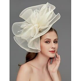 Net Fascinators / Headdress / Headpiece with Feather / Flower / Trim 1 PC Wedding / Special Occasion / Tea Party Headpiece dress to impress Fascinators Race Da