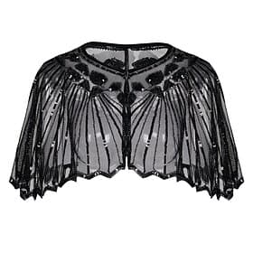 Shawl Retro Roaring 20s 1920s Flapper Shawls Normal The Great Gatsby Charleston Wedding Guest Sequins Geometric A-Line Cape Fancy Dress Women's Christmas Carni