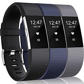 3 pièces Bracelet de montre connectée pour Fitbit Charge 2 Silicone Montre intelligente Sangle Doux Respirable Bracelet Sport Remplacement Bracelet