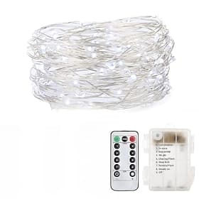 ElegantWeddingReceptionParty Fairy Lights 5M 50 LED Battery Operated with Remote Control Timer Waterproof Copper Wire Twinkle String Lights for Bedroom Indo