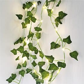 ElegantWeddingReceptionParty Artificial Plants LED String Light 2M Creeper Green Leaf Home Wedding Outdoor Ivy Vine Decoration Lamp DIY Hanging Garden Patio