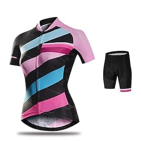 Mujer Maillot de Ciclismo con Culotte Manga Corta MTB Bicicleta Montaña Ciclismo Carretera Verano Primavera Otoño Rosa Morado Naranja Color sólido Rayas Retazo
