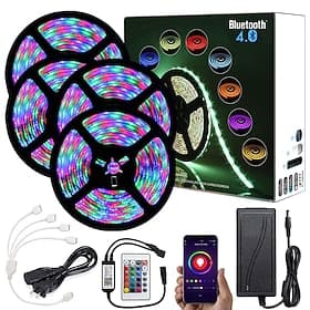 20m 65ft Smart Led Strip Light App WiFi Bluetooth Music Sync Waterproof RGB SMD 2835 1080 LEDs Work with Alexa 12V