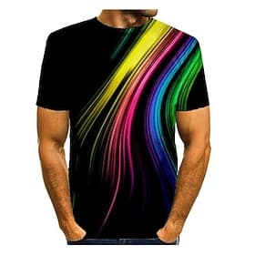 Herren Grafik Hemd T Shirt Kurzarm T-Shirt Rundhals Hemd Basic Täglich Regenbogen Bekleidung Normal S M L XL 2XL 3XL