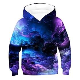 Boys 3D Galaxy Hoodie Long Sleeve 3D Print Active Basic Kids 2-12 Years