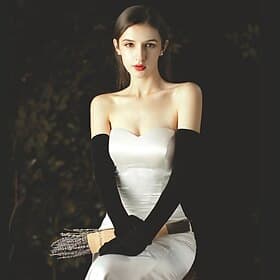 Velvet Opera Length Glove Modern Style / Gloves With Solid Wedding / Party Glove dress to impress