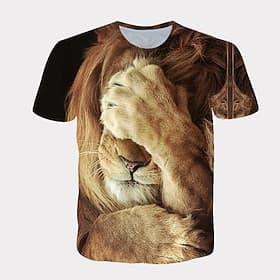 Men's Graphic Animal Lion Paw Shirt T Shirt Tee Short Sleeve T shirt 3D Print Round Neck Shirt Streetwear Exaggerated Cool Daily Holiday White Yellow Orange Cl