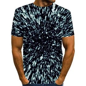 Men's Graphic Optical Illusion Shirt T Shirt Short Sleeve T shirt 3D Print Round Neck Shirt Exaggerated Basic Daily Black Clothing Apparel Plus Size Normal S M