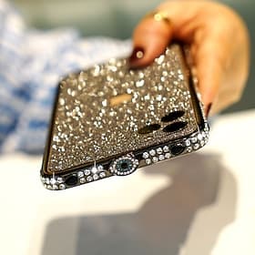 téléphone Coque Pour iPhone 14 Pro Max Plus 13 12 11 Pro Max Coque Arrière Coque Anti-Chocs Antichoc Couleur Unie Strass Métal