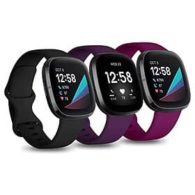3 Stücke Uhrenarmband für Fitbit Versa 3 Sense Weiches Silikon Ersatz Gurt Damen Herren Wasserdicht Sportarmband Armband
