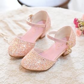 Girls' Heels Party Princess Shoes Glitters Rubber PU Little Kids(4-7ys) Big Kids(7years ) Daily Party  Evening Walking Shoes Rhinestone Buckle Sequin White Dus