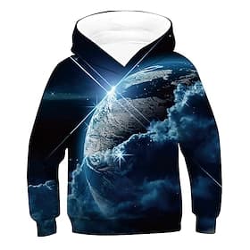 Children's Day Boys 3D Galaxy 3D Print Earth Hoodie  Sweatshirt Long Sleeve 3D Print Active Basic Kids 2-12 Years