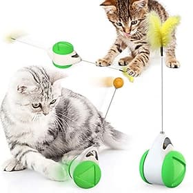 cat chasing toy balance car design cat interactive toys non-battery self rotating car cat toy with cat catnip wand chaser fun puzzle toy for cat kitten iq acti