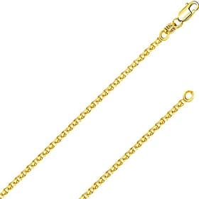 14 Karat massives Gold italienisches Gelbgold 1,5 mm flache offene Weizengliederkette Halskette - hergestellt in Italien - 14 Karat mit Hummerkrallenverschluss