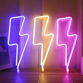 LED Neon Sign Light Lightning Shape Night LightHalloween Party Decoration Gift USB or Battery Operated Wall Décor