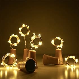 Solar Wine Bottle String Lights Outdoor Wedding Decoration 2m 20LED Fairy Lights with Cork Waterproof  Light Copper Garland Patio Garden String Lights 10pcs 6p