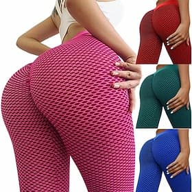 Women's Yoga Pants Scrunch Butt Ruched Butt Lifting Butt Lift 4 Way Stretch Tummy Control High Waist Gym Workout Running Fitness Tights Leggings Bottoms Black