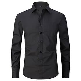 Men's Dress Shirt Non Iron Shirt Collared Shirt Button Up Shirt Plain Wedding Outdoor Black White Blue Purple Long Sleeve Turndown Summer Spring Clothing Appar