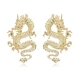 vintage chinese style dragon stud earrings trendy punk animal totem earrings 2020 unique chic metal dragon statement earrings dainty gold plated earring for wo
