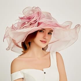 Fascinateurs chapeaux coiffe organza  polyamide chapeau seau chapeau de paille chapeau de soleil vacances décontractées Melbourne Cup cocktail Royal Ascot avec