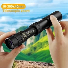monoculaire rétractable 10-300x40mm longue portée mini avec grossissement zoom pour voyage chasse camping et extérieur