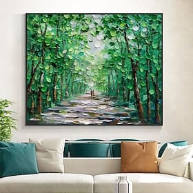 Oil Painting Handmade Hand Painted Wall Art Green Scenery Abstract Pictures Home Decoration Decor Stretched Frame Ready to Hang