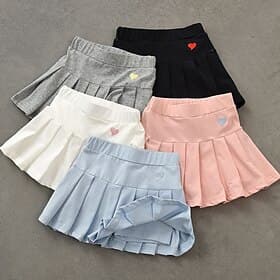 Girls' 3D Solid Colored Skirt Summer Active Cotton Kids Toddler Baby School