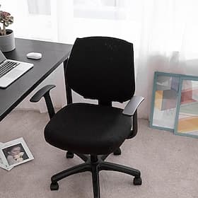 Computer Office Chair Cover Burgundy Stretch Rotating Gaming Seat Slipcover Elastic Jacquard Black Plain Solid Color Soft Durable Washable