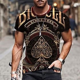 Hombre Talla Grande Camisa Grande y alto Graphic Cuello Barco Estampado Manga Corta Verano Design Casual Grande y alto Diario Festivos Tops