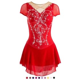 Figure Skating Dress Women's Girls' Ice Skating Dress Outfits White Purple Red Mesh Spandex High Elasticity Training Leisure Sports Practice Skating Wear Anato