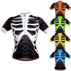 Homme Maillot de cyclisme À Motifs Squelette Drôle Manche Courte Cyclisme Maillot Top avec 3 poches arrière VTT Vélo tout terrain Cyclisme sur route Séchage Ra