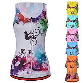 Femmes Gilet de cyclisme Maillot de cyclisme Arc-en-ciel Drôle LGBT Cyclisme Gilet / Veste Top avec 3 poches arrière Résistant aux UV Séchage Rapide Bandes réf