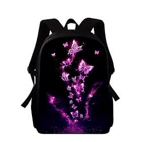 Tween Teen Girls Butterfly Print School Backpack, Large Capacity Kawaii Bookbag for Middle School, Travel  Back to School