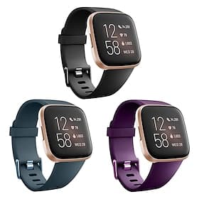 3 PCS Watch Band for Fitbit Versa 2 / Versa Lite / Versa SE / Versa Silicone Replacement  Strap Soft Breathable Sport Band Wristband