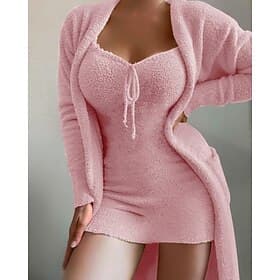 Women's Loungewear Nighty Sets 2 Pieces Pure Color Fashion Simple Comfort St.Patrick's Day Street Going out Fleece Warm Gift V Wire Sleeveless Strap Top Basic