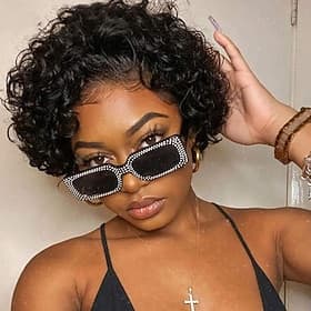 perruque coupe lutin cheveux humains perruques de cheveux humains bouclés perruques courtes bouclées bob pour les femmes perruque de cheveux humains pleine mac