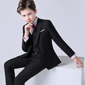 4 Pièces Costume de Porteur d'Alliance  Garçons Enfants Costume et Blazer Ensemble formel Blazer et gilet et pantalon et chemise et cravate Ensemble de Vêtemen