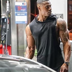 Men's Tank Top Vest Top Undershirt Sleeveless Shirt Sleeveless Hooded Summer Plain Sports Fashion Lightweight Vacation Casual Holiday Black White Blue Top Tee