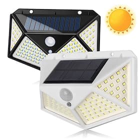 Lampe murale solaire d'extérieur avec détecteur de mouvement, 100 leds, 3 modes, angle d'éclairage 270°, étanche IP67 pour garage, clôture, terrasse et cour 2/