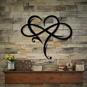 Infinity Heart Wall Decor, Unique Infinity Heart Metal Art Wall Decor Love Sign Steel Wall Plaques Bedroom Ornaments for Home Wedding Decor, Room Living Room D