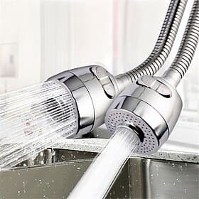 Kitchen Sink Tap Faucet Extension 18cm 2 Mode Sprayer, 360 Degree Rotatable Anti-Splash Extender with Hose Spray Head Swivel Aerator Foam  Rain Mode for 22-24m