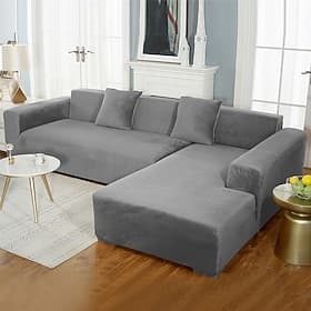 Velvet Sofa Slipcover Burgundy Stretch Couch Covers for Cushion Couch Thick Soft Sofa Cover Washable Furniture Protector, Couch Covers for Dogs, Form Fit Couch