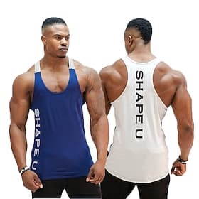 Per uomo Lettera Canotta da corsa Canotta da allenamento canottiera Estate Senza Maniche Casuale Streetwear Asciugatura Rapida Traspirante Allenamento in Pales